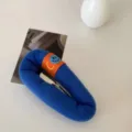 Molletta per capelli in spugna blu con simpatico cinturino smiley arancione, clip laterale elegante. - Blu Zaffiro