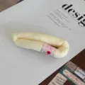Yellow sponge hair clip with pink cherry label, cute bubble side clip for daily styling. - Fruit Series Beige
