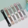 Cinturino per orologio in maglia metallica d'acciaio con fiocco strass cristallo. - Adatto per Apple Watch Serie 1-9 SE: 38/40/41 mm - S10/S11: 42 mm / Argento