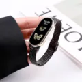 Cinturino di ricambio in maglia di acciaio inossidabile con elegante cornice dorata. - Per Xiaomi Mi Band: 8/9/10 (NFC universale) / Nero [Fibbia a spiga di grano]