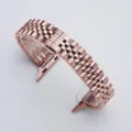 Stainless steel metal replacement watch strap in rose gold, compatible with Apple Watch. - 14mm / Rose Pink