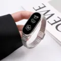 Cinturino di ricambio in metallo di acciaio inossidabile compatibile con fitness tracker. - Per Xiaomi Mi Band: 8/9/10 (NFC universale) / Argento [Fibbia a spiga di grano]