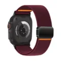 Nylon stretch magnetic braided watch band replacement strap compatible with smartwatch. - 22mm / Burgundy