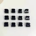 Mini black hair claw clips set, cute small hair accessories for women and girls styling. - 12 Pieces/Pack / Mixed Stones