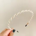 Minimalist pearl twisted hair band for women, elegant gold wire faux pearl hair hoop accessory. - Pattern I