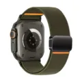 Gedetailleerd overzicht van groene nylon magnetische horlogeband voor elke smartwatch. - 22mm / Donker Legergroen