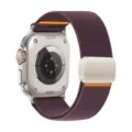 Elastic magnetic braided nylon watch band compatible with Apple Watch, stylish deep purple. - 22mm / Smoky Purple