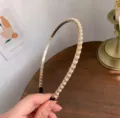 Elegant pearl chain headband for women, minimalist chic hair accessory for daily wear. - Pattern J