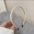 Minimalist pearl headband for women, elegant gold tone metal hair hoop with sweet faux pearls. - Style B