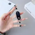 Elegante cinturino per orologio in metallo quadrifoglio per Xiaomi Smart Band 8 9 Pro, design chic. - Galassia (conchiglia nera)