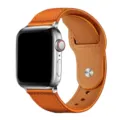 Vue de détail du bracelet de montre en cuir vintage orange avec fermeture à clous. - 22mm / 4 Orange Hermès