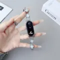 Metal four-leaf clover mother-of-pearl replacement strap for Xiaomi smart fitness band. - 14mm / Silver [White Shell]