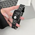 Black stainless steel metal watch band strap replacement for smart watch, 3-bead design. - For Huawei FIT 3/4/4 Pro / Black [22mm Wide]