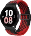 Cinturino per smartwatch in nylon intrecciato rosso e nero con chiusura magnetica sport. - 18mm / 21# Trama a Z nero e rosso