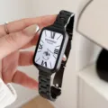 Stainless steel metal watch strap for Huawei FIT3, solid 3-bead design with folding clasp. - Black (14mm Width)