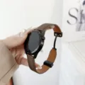 Elegante cinturino per orologio in pelle marrone grana litchi con comoda fibbia magnetica. - 22mm / marrone nero
