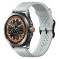 Smartwatch con cinturino in silicone perforato grigio, dettagli arancioni e cassa in metallo. - 22mm / Grigio Nuvola