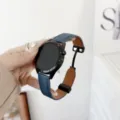 Cinturino in pelle blu per smartwatch con fibbia magnetica, elegante cinturino di ricambio. - 22mm / Blu Mezzanotte