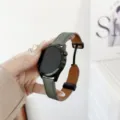 Cinturino per orologio in pelle verde per smartwatch, elegante cinturino di ricambio con fibbia magnetica. - 22mm / verde-grigio