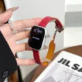 Cinturino in pelle rossa compatibile con Apple Watch, elegante cinturino bicolore. - 38/40/41/42mm / Oro Rosa Rosso