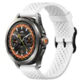 Cinturino di ricambio in silicone perforato bianco compatibile con smartwatch, comodo. - 22mm / Bianco