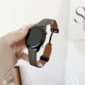 Cinturino per orologio in pelle compatibile, superficie testurizzata, finitura nera elegante. - Grigio