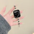 Cinturino per orologio in metallo a cuore ricambio per smartwatch elegante accessorio - 14mm / Nero-Argento