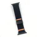 Zwarte elastische nylon gevlochten horlogeband met oranje lijnen compatibel smartwatch - Voor Grote Maat / Zwart
