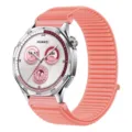 Replacement nylon braided strap for Huawei GT5, elastic loop band with metal design. - 22mm / Pink