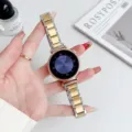 Stainless steel metal watch strap for smart watch, elegant gold and silver tone link band. - Silver and Gold