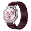 Correa de reloj de nylon tejida de repuesto compatible con Huawei GT5 GT6 smartwatch elástica - Ciruela