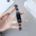 Cinturino di ricambio in metallo quadrifoglio per Xiaomi Band 8 9, bracciale strass nero. - Nero (conchiglia nera)