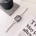Cinturino in metallo acciaio croce strass per Apple Watch sottile donna serie 8 9 10 - 20mm / Argento