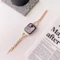 Cinturino per orologio in metallo intrecciato e strass oro rosa per Apple Watch, ricambio sottile. - 20mm / Oro rosa