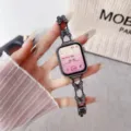 Cinturino per orologio farfalla in metallo con strass per Apple Watch, elegante design femminile. - 14mm / Nero