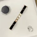 Edelstahl Metall Armband Ersatz für Apple Watch stilvoll gold schwarz Damen Uhrenarmband - 14mm / Roségold & Schwarz