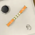 Metall und orangefarbenes Uhrenarmband kompatibel mit Apple Watch stilvolles Ersatzband - 14mm / Orangegold