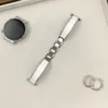 Edelstahl Metall Armband kompatibel mit Apple Watch stilvolles Damen Ersatzarmband - 14mm / Silber Weiß