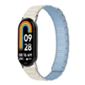Cinturino per orologio magnetico in silicone compatibile con fitness tracker, bicolore. - 14mm / Bianco antico e blu nebbia