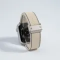 Cinturino per orologio in nylon beige intrecciato con fibbia magnetica in metallo ricambio - Per Apple Watch Series 1-9/SE: 38/40/41 mm e Series 10/11 (42 mm) / Grigio Luce Stellare