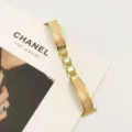 Ersatz Metall Kettenarmband für Apple Watch, stilvolles rosa und goldnes Design für Damen. - Gold Hellrosa