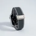 Cinturino di ricambio in nylon intrecciato magnetico compatibile con Apple Watch grigio - Per Apple Watch Series 1-9/SE: 38/40/41 mm e Series 10/11 (42 mm) / Grigio e Bianco
