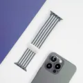 Cinturino per orologio in nylon intrecciato a righe con chiusura magnetica pratica. - Per Apple Watch Series 1-9/SE (42/44/45/49 mm), S10/S11 (46 mm) / Grigio