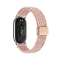 Pink braided nylon magnetic watch strap replacement for smart fitness tracker accessory. - Cream Pink Sand