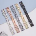 Stainless steel metal watch band variant for Apple Watch with cute cat engraving and rhinestones. - 18mm / Gold