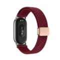Wine red braided magnetic nylon replacement strap compatible with Xiaomi smart band - Burgundy
