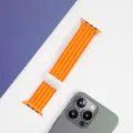 Cinturino per orologio in tessuto di nylon a righe arancioni compatibile Apple Watch - Arancione