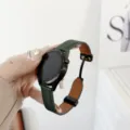 Cinturino in pelle con stampa litchi verde compatibile con smartwatch, cinturino elegante. - Verde Scuro