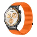 Πορτοκαλί νάιλον λουράκι smartwatch με μαύρη μεταλλική θήκη και αθλητικό καντράν. - Πορτοκαλί