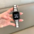 Cinturino per orologio in stile ceramica nero e bianco con strass per Apple Watch. - Per Apple Watch Series 1-9/SE: 38/40/41 mm e Series 10/11 (42 mm) / Nero